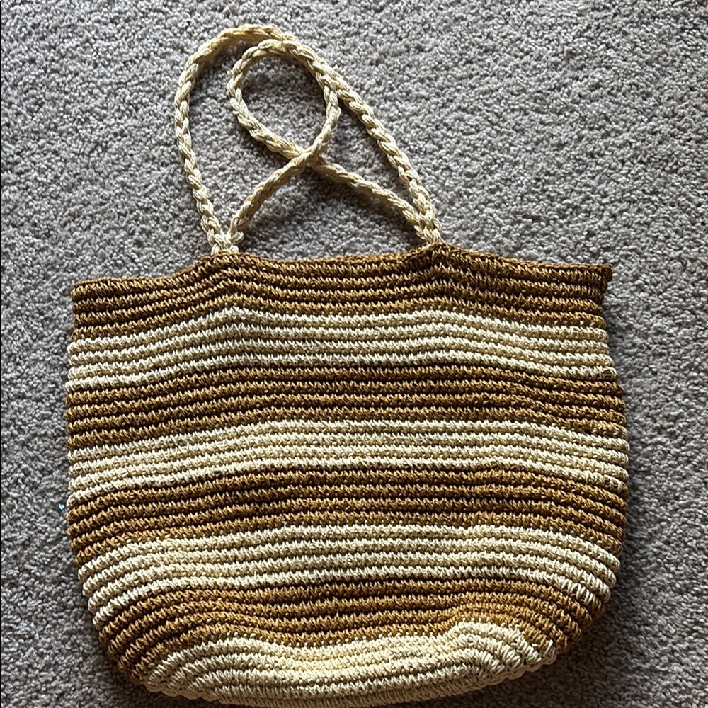 Source Unknown Brown and Cream Bohemian Tote